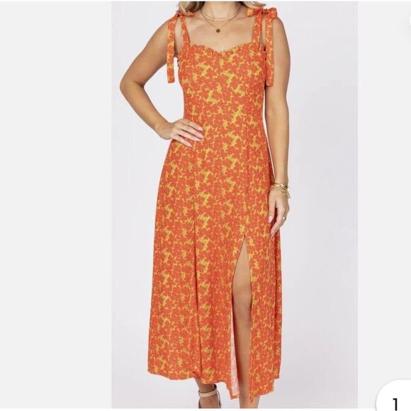 Dress Forum Orange Floral Maxi Dress - Picture 2 of 8